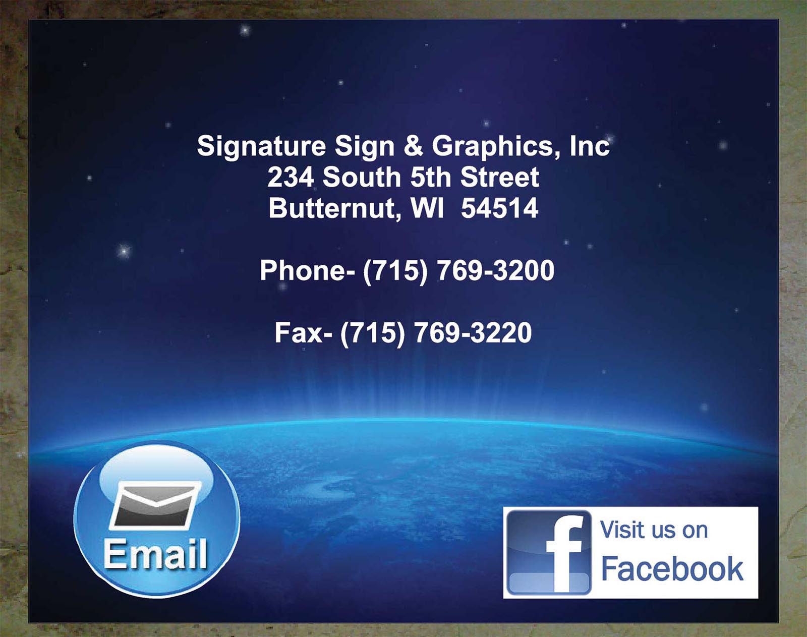 Contact Signature Sign & Graphics - 234 South 5th Street - Butternut, WI  54514